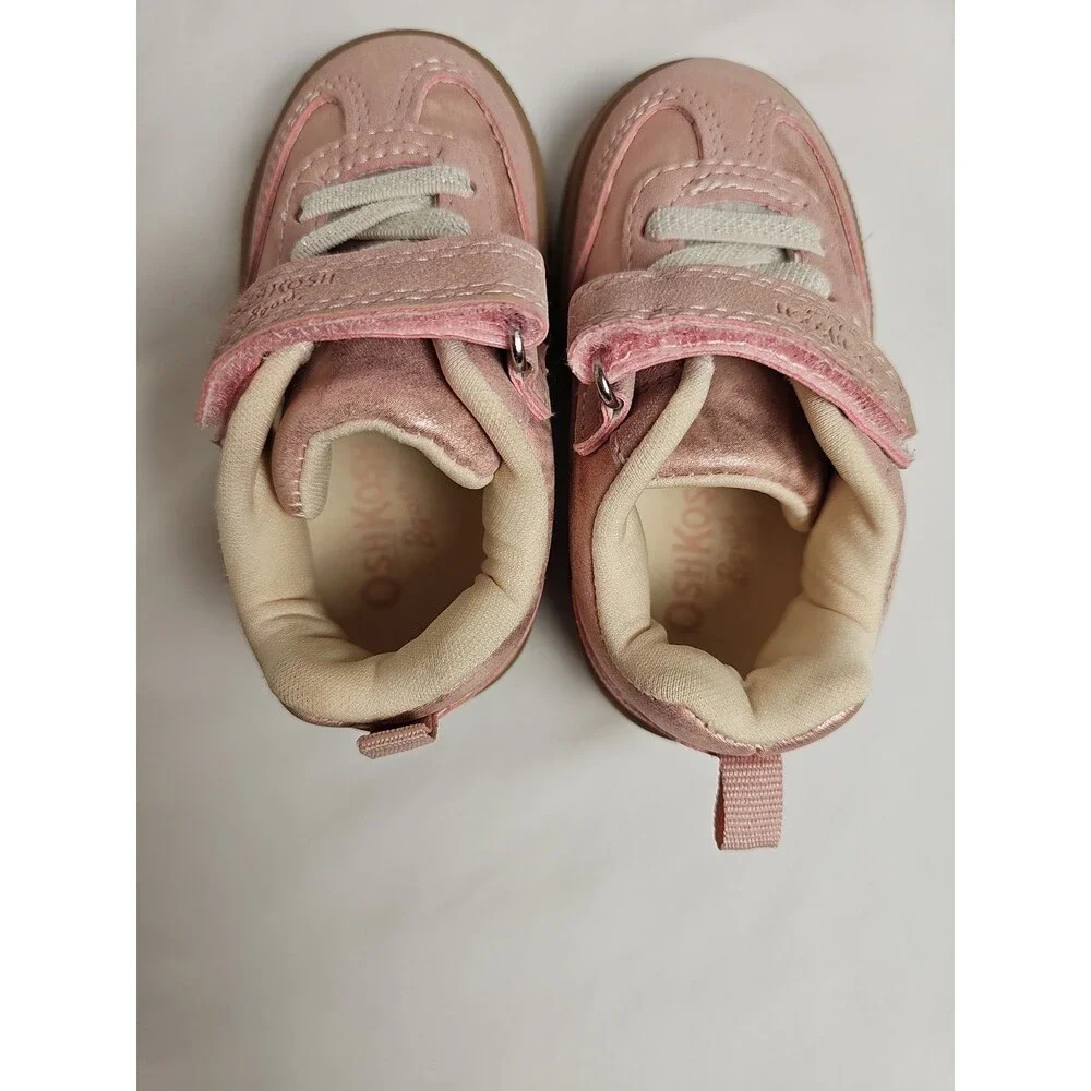OshKosh B'gosh Baby Girls Pink Sneakers Shoes Size 4M Hook & Loop